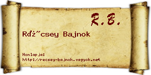 Récsey Bajnok névjegykártya